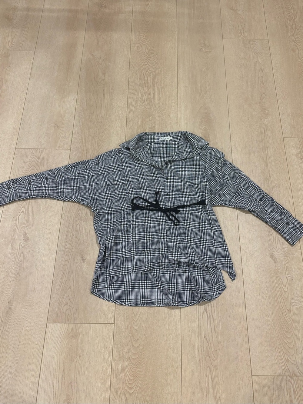 Black and White Houndstooth Button Shirt